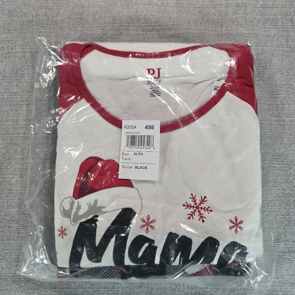 PJ Place Womens XL Mama Claus Christmas Holiday Matching Set Family Fleece NWT